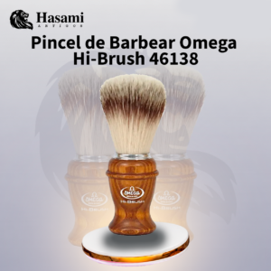 Pincel de Barbear Omega Hi-Brush 46138 – Cabo de Madeira