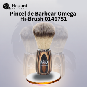 Pincel de Barbear Omega Hi-Brush 0146751 – Cabo Amadeirado Multicor