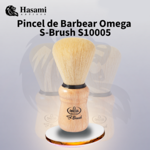 Pincel de Barbear Omega S-Brush S10005 – Cabo em Madera Natural